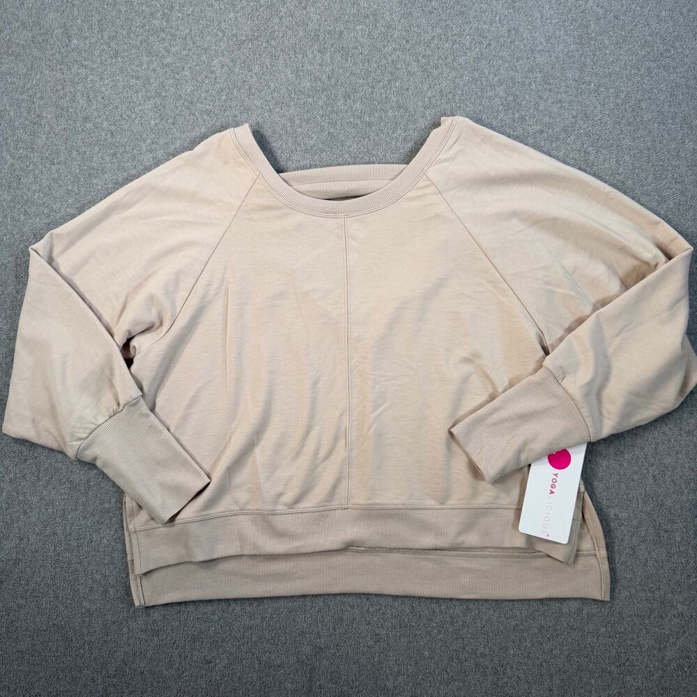 Yogalicious Stephanie Hi-Low Sweatshirt Women's Small Beige New Pullover